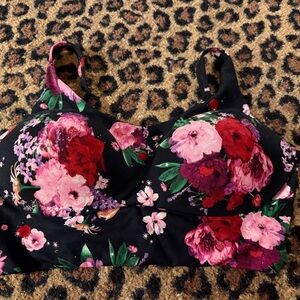 Victoria's Secret Floral Bra with Pink and Red Accents